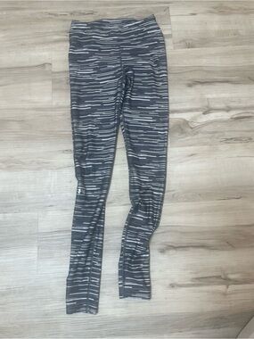 Under Armour Black and Gray Striped Compression Leggings